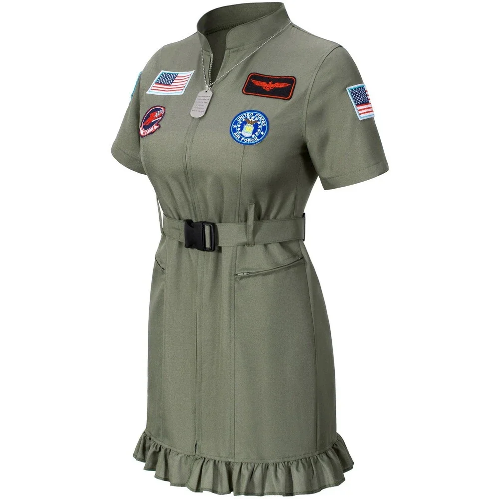 TOKYO REVENGERS Women Fighter Pilot Costume Air Force Flight Dress Halloween- N